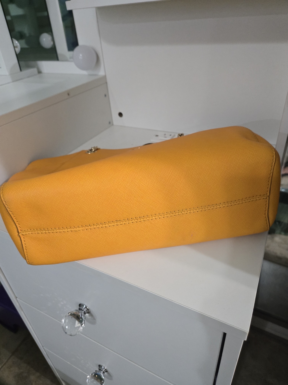 Michael Kors Yellow Saffiano Leather Chain Tote - Picture 8 of 8